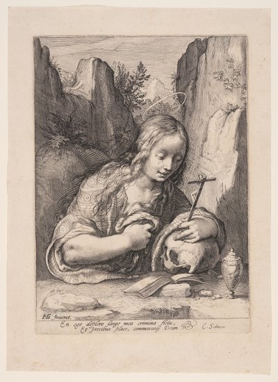 Heilige Maria Magdalena bekeert zich door Jacob Matham