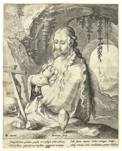 De berouwvolle Maria Magdalena door Jacob Matham