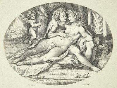 Venus en Adonis door Jacob Matham