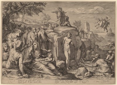 Perseus en Andromeda door Jacob Matham after Hendrik Goltzius