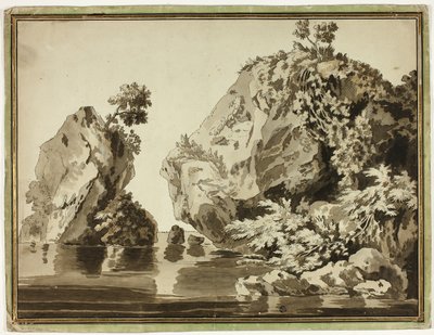 Rotsen en water door Jacob Philipp Hackert