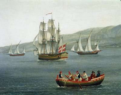 Uitzicht op schepen in de Straat van Messina, Reggio Calabria, Italië door Jacob Philippe Hackert