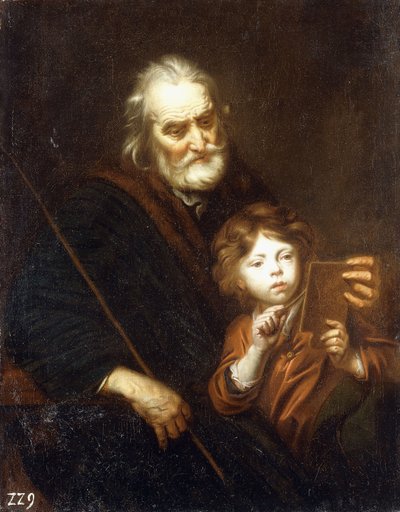 Een schoolmeester leert een jongen tekenen door Jacob Potma