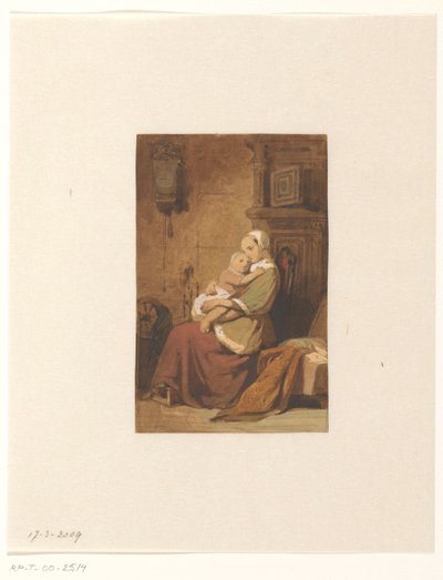 Moeder en kind in een interieur door Jacob Spoel