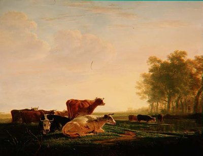 Vee in een landschap door Jacob Van Stry