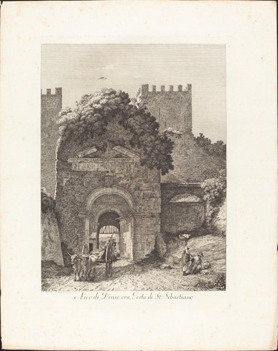 Boog van Drusus, nu poort van San Sebastiano door Jacob Wilhelm Mechau