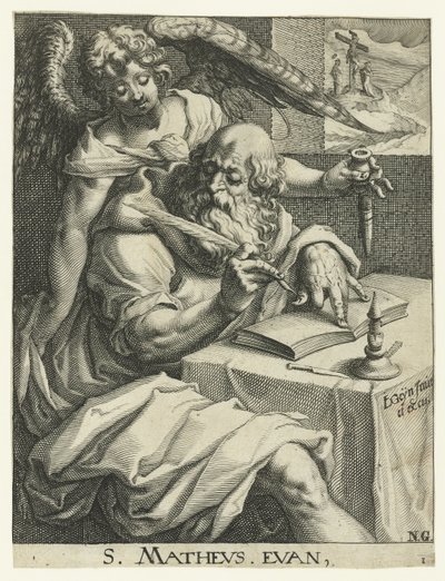 Evangelist Mattheüs door Jacob de Gheyn (II) (workshop of)