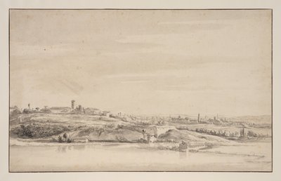 Uitzicht nabij Rome met de Tiber door Jacob de Heusch