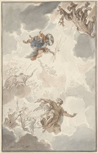 Aartsengel Michaël verslaat de draak door Jacob de Wit