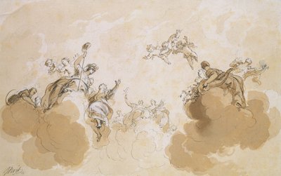 Ontwerp voor een plafond in Valkenburg House, Haarlem door Jacob de Wit