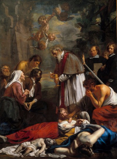 Sint Macaire van Gent redt pestlijders door Jacob the Younger Van Oost