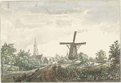 Gezicht op de Leusdense weg naar Amersfoort door Jacob van Liender
