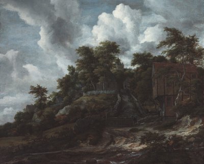 Beboste heuvel met uitzicht op kasteel Bentheim door Jacob van Ruisdael