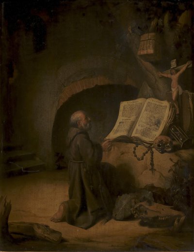 Kluizenaar die bidt door Jacob van Spreeuwen