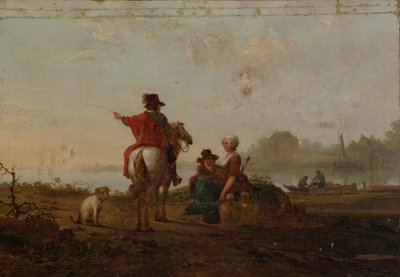 Hollands Landschap met figuren door Jacob van Strij