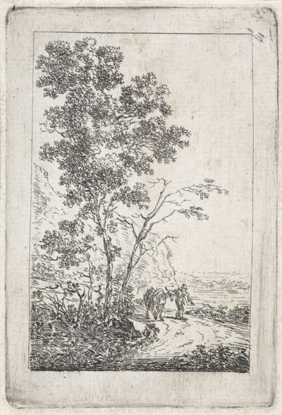 Man met ezel in een landschap door Jacob van Strij