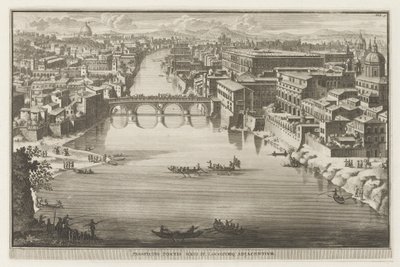 Gezicht op Rome met de Ponte Sisto over de rivier de Tiber door Jacobus Baptist