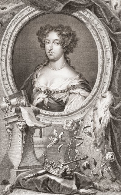 Mary II door Jacobus Houbraken