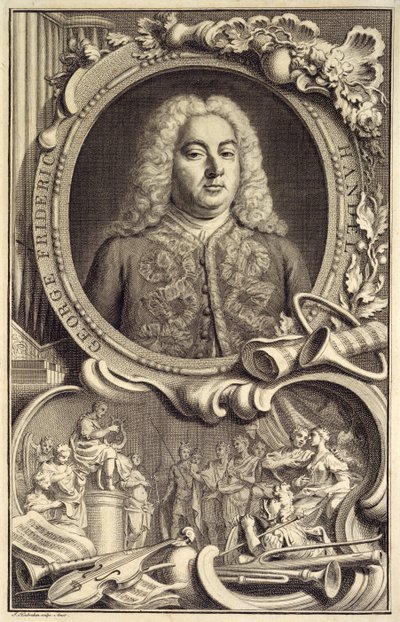 Portret van G.F. Handel, met de titel 