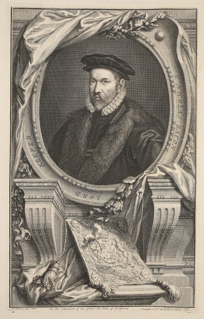 Portret van Nicholas Bacon, illustratie uit 
