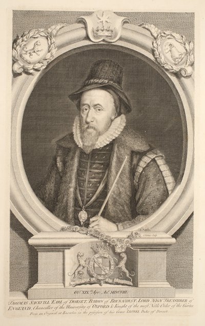 Portret van Thomas Sackville, Graaf van Dorset, Baron van Buckhurst, illustratie uit 