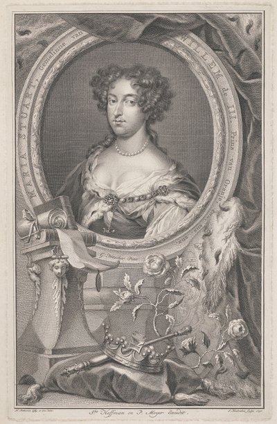 Queen Mary II door Jacobus Houbraken