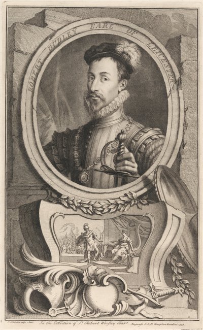 Robert Dudley, graaf van Leicester door Jacobus Houbraken