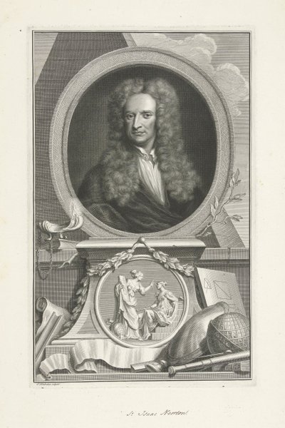 Sir Isaac Newton (1642-1726), Engelse natuurkundige en wiskundige door Jacobus Houbraken