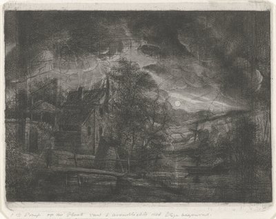 Landschap bij maanlicht door Jacobus Ludovicus Cornet