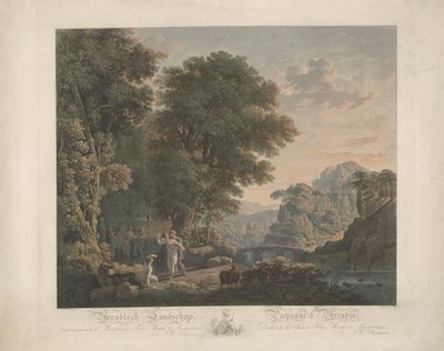 Arcadisch landschap met dansende figuren door Jacobus Wijsman