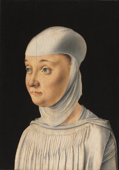Portret van een vrouw, mogelijk een novice van San Secondo, ca. 1490 door Jacometto Veneziano