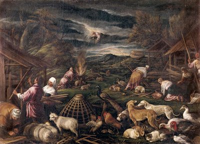 Noach na de zondvloed door Jacopo Bassano