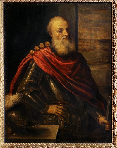 Portret van Vincenzo Cappello, Venetiaanse admiraal, ook bekend als Portret van Nicolo Capello, "gouverneur" van een galei ... door Jacopo (c.1480-1528) Palma