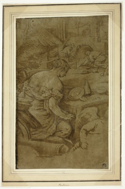 Allegorie van vuur (Venus in de smederij van Vulcanus) door Jacopo Bassano