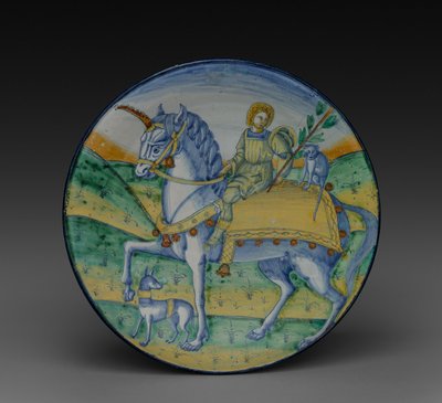 Bord: Man die op een eenhoorn rijdt, ca. 1510 door Jacopo Caffagiolo