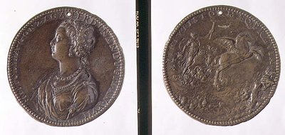 Portretmedaille, voorzijde met Hippolytus Gonzaga, keerzijde mogelijk Juno op haar wagen door Jacopo Nizzola da Trezzo