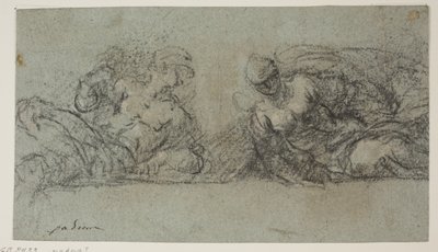 Twee neergebogen figuren naar elkaar toegewend door Jacopo Palma