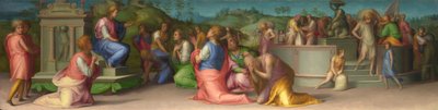 Jozefs broers smeken om hulp uit Scènes uit het verhaal van Jozef door Jacopo Pontormo
