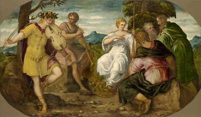 De Muzikale Wedstrijd tussen Apollo en Marsyas, ca. 1545 door Jacopo Robusti Tintoretto