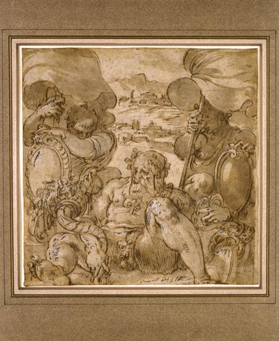 Studie voor de allegorie van San Gimignano en Colle Val d