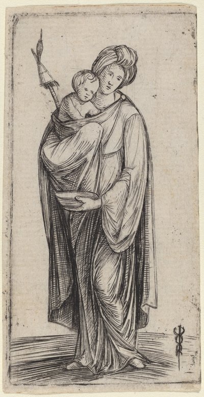 Vrouw en Kind met Spinrok door Jacopo de Barbari