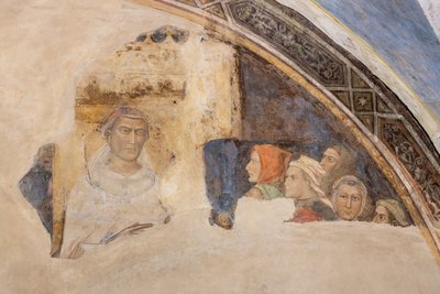 Lunet met figuur van een heilige en vijf niet-geïdentificeerde figuren door Jacopo di Cione