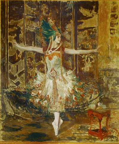 Tamara Karsavina danst in het ballet De Vuurvogel van Igor Stravinsky ... door Jacques Emile Blanche