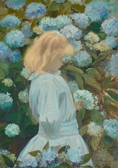 Jong meisje met hortensia