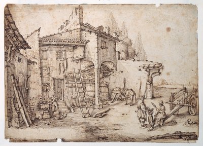 Een Italiaanse boerderij door Jacques (after) Callot