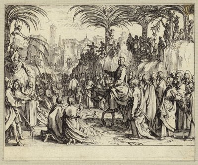 Jezus Christus die Jeruzalem binnengaat door Jacques (after) Callot