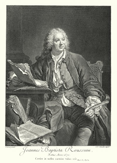 Jean-Baptiste Rousseau, Franse dichter en toneelschrijver (gravure) door Jacques Andre Joseph Camelot (after) Aved