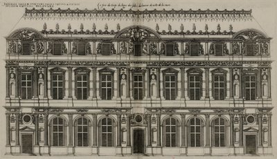 De gevel van Pierre Lescot gepubliceerd in 1576 door Jacques Androuet Ducerceau