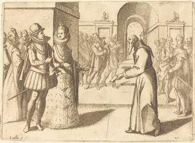 Een Capucio die de Dank van de Koning van Beieren Brengt, 1612 door Jacques Callot