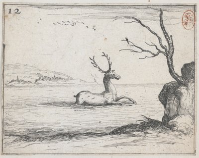 Een Hert in het Water - nr. 12 uit de serie door Jacques Callot